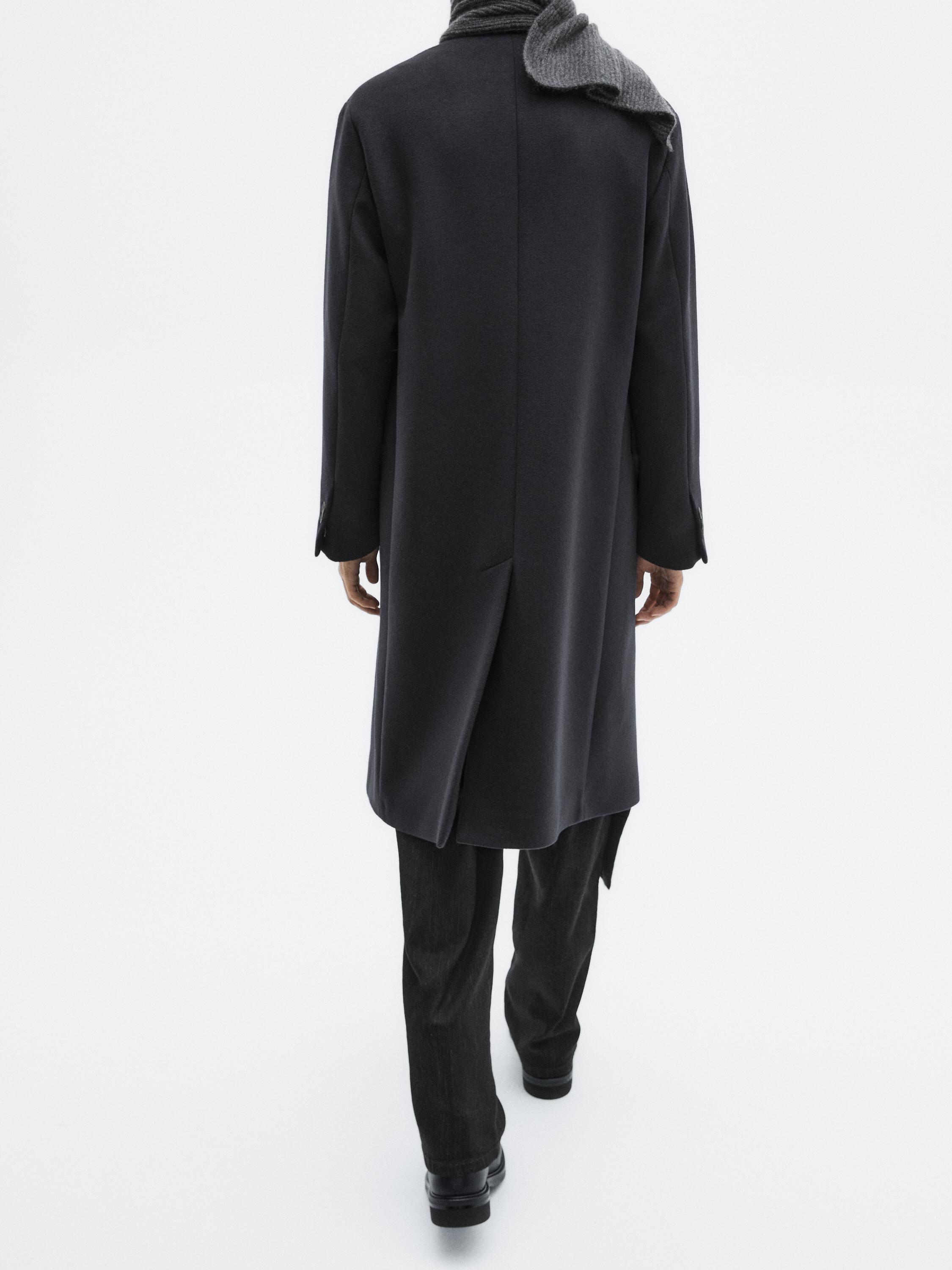 Long wool blend coat with lapel - LIMITED